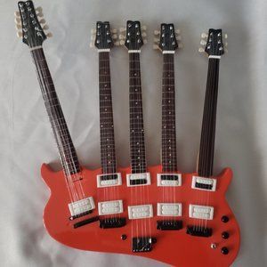 Cheap Trick Rick Nielsen Five-Neck Orange Monster Mini Guitar Replica